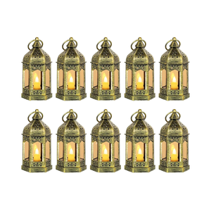 ตะเกียงโลหะสไตล์โมร็อกโกที่มีเอกลักษณ์แบบอินเดีย ทนทาน ใช้แบตเตอรี่ เหมาะสำหรับตกแต่งในเทศกาลรอมฎอน ให้แสงอบอุ่นอ่อนโยน - Product Image 1