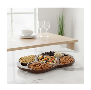 Plateau de service artisanal de luxe en bois, compatible lave-vaisselle, pour fruits secs et noix assorties, article de vaisselle écologique - Product Image 2