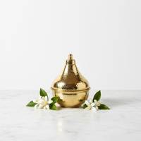 Ensemble de 2 plateaux décoratifs en laiton martelé doré en forme de dôme, artisanat métallique bohème pour le Ramadan