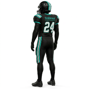 Uniforme de football américain personnalisé haut de gamme pour hommes, manches courtes, 100% polyester, respirant et à séchage rapide, logos personnalisés - Product Image 6