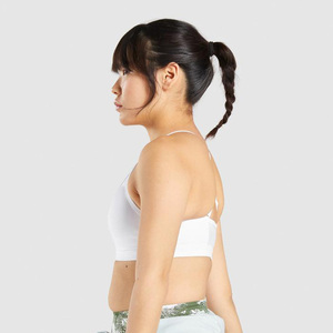 Soutien-gorge de sport vert olive sans coutures avec dos croisé – Haut d'entraînement - Product Image 4
