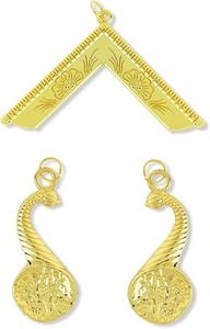 สร้อยคอพร้อมจี้ทองคำสำหรับนายหัวหน้าพิธีกรรมสีน้ำเงิน 12 ชิ้น ปักบนผ้ากำมะหยี่สีน้ำเงินเข้ม - Product Image 6