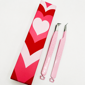 Ensemble de pinces à extensions de cils professionnelles HARRAR GROUP COMPANIES en acier inoxydable rose, pointes courbées de précision, poignées ergonomiques, 13 cm - Product Image 2