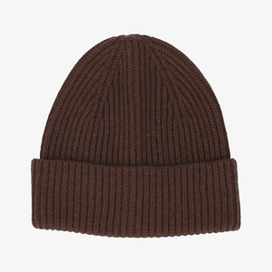 Bonnet en tricot côtelé imperméable blanc Brown Ribbed Knit de White Bird Express, chaud, à revers, doux, extensible, décontracté, pour l'extérieur, par temps froid - Product Image 1