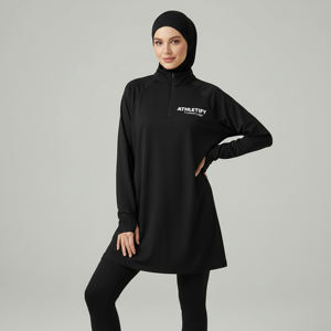 Top de Manga Larga para Mujer Musulmana, con Orificios para los Pulgares, Moderno, Cómodo, Transpirable, UPF50+, Ecológico, Deportivo, Casual, Activo - Product Image 1