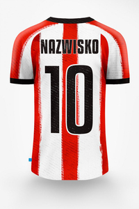 <b>Red</b> <b>And</b> <b>White</b> <b>Striped</b> Sublimation Print Polyester Soccer Jersey Adult Unisex Short Sleeve Breathable Sport <b>T</b>-<b>Shirt</b> - Product Image 2