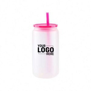 Bouteille en verre givré de 16 oz pour sublimation, tasse à bière réutilisable avec couvercle en PP pour impression personnalisée DIY - Product Image 3