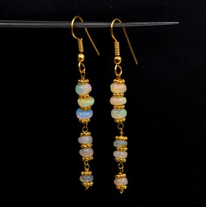 Boucles d'oreilles en or 14 carats avec perles d'opale éthiopienne naturelle, cadeau pour elle - Product Image 2
