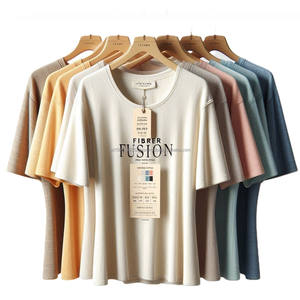 T-shirts en coton tricoté léger de grande taille respirant à manches courtes et à séchage rapide anti-boulochage caractéristique motif imprimé solide coupe ample - Product Image 3