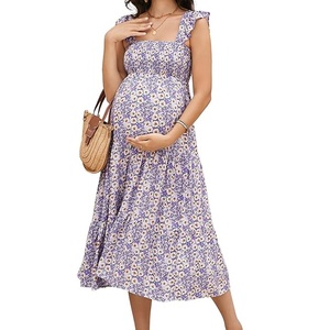 Nouvelle Robe d'Allaitement Sans Manches à Imprimé Sublimé Tendance pour Femmes Enceintes et Allaitantes, Respirante - Product Image 1