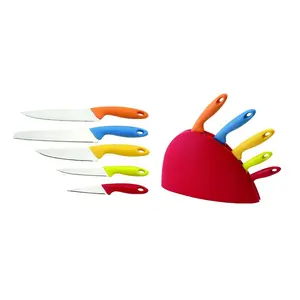 Yangjiang Factory Edelstahl Küchenchef Messer Set mit bunten PP-Griff im Farb block, OEM Farbe Mar caron Design