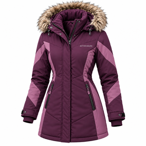 Ladies Long Hooded <b>Coat</b> for <b>Winter</b> Wear Cotton Filling Casual Plus Size Sports Jacket Wholesale - Product Image 3
