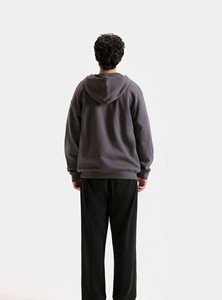 Sweat à capuche zippé oversize pour homme, couleur unie, en coton French Terry, décontracté, pour l'automne - Product Image 3