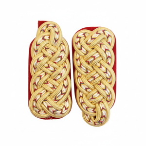 Épaulette Cérémoniale Rouge Dorée Tressée 2027, Faite à la Main et Brodé sur Mesure, Accessoire d'Uniforme - Product Image 4