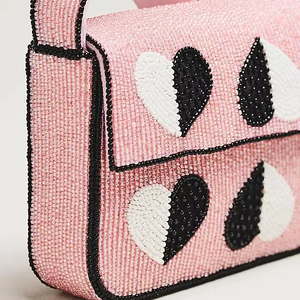 กระเป๋าถือลำลองประดับลูกปัดแก้วหลากสี ได้รับการรับรองจาก MS Handicraft ผลิตด้วยมือในอินเดีย ลูกปัดแบบกำหนดเอง รูปทรงตามสั่ง - Product Image 1