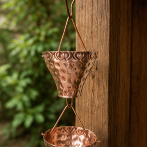โซ่ทองแดงแขวนตกแต่งสวนสองชั้น สไตล์เรียบง่าย อลูมิเนียมตกแต่งน้ำไหล - Product Image 4