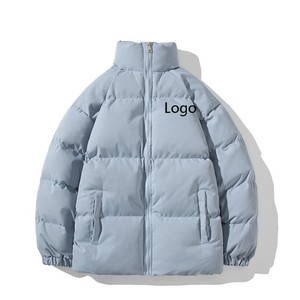 <b>Men's</b> Puffer <b>Jacket</b> Stand Collar Zipper Closure Windproof Casual Thick Polyester Filling Winter Wear Regular Fit - Product Image 2