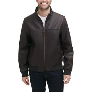 Custom Logo <b>Men's</b> Genuine Cowhide <b>Leather</b> <b>Jacket</b> Stand Collar Embroidered Winter <b>Jacket</b> OEM ODM Private Label Manufacturer - Product Image 2