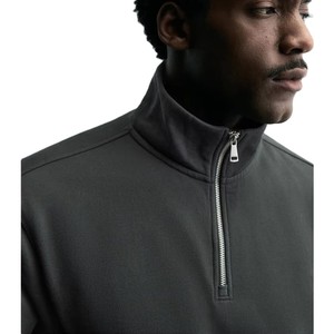 Sudadera de Cuello Alto con Cierre de Cremallera para Hombre, Color Negro Liso, Logotipos Personalizados, Fabricante de Ropa OEM, Estilo Estadounidense - Product Image 3