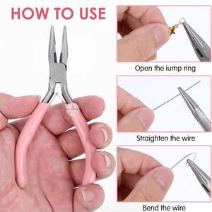 Stainless Steel <b>Needle</b> <b>Nose</b> <b>Pliers</b> with Teeth 4.5 Inch Comfort Grip Handle for Jewelry Making & Wire Bending Jewelry Plating DIY - Product Image 4