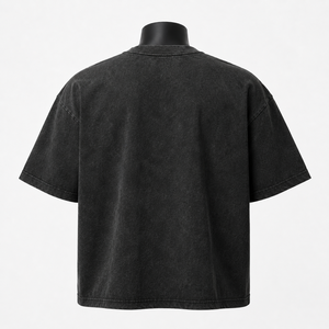 เสื้อยืดสตรีทแวร์ผู้ชายทรงปกติ สีดำล้วน สไตล์วินเทจ ผ้าเจอร์ซีย์เนื้อหนัก 100% ผ้าฝ้าย รับผลิตแบบ OEM ODM ขายส่ง - Product Image 2