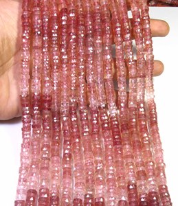 Cuentas de Cuarzo Fresa Natural de Alta Calidad, Forma Heishi, 16 Pulgadas, 6.5mm, Disco Plano Facetado, DIY, Sudáfrica - Product Image 6