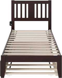 Lit gigogne double traditionnel – Construction en panneaux de pin massif couleur expresso avec fixation en surface - Product Image 6