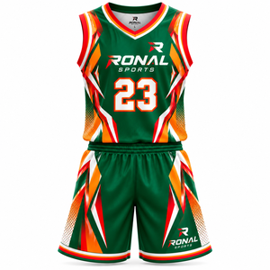 Ensemble de maillots de basket-ball personnalisés pour hommes, enfants et jeunes, maillots et shorts de basket-ball en mesh imprimés, uniforme de basket-ball personnalisé - Product Image 1