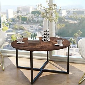 Table basse ronde extensible en bois au design moderne et table à cocktails avec panneaux décoratifs pour salon, chambre et bureau à domicile - Product Image 4