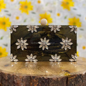 Bolsos de Mano de Resina Vintage Personalizados con Cierre de Cremallera y Flores para Bodas Reales, Diseño Elegante para Mujer, Colores Personalizados - Product Image 1