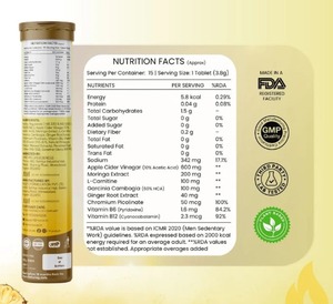 Comprimés effervescents au vinaigre de cidre de pomme OEM avec Moringa, soutien au métabolisme et à la gestion du poids, saveur ananas épicée - Product Image 2