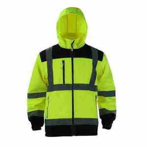 Sweat à capuche de sécurité haute visibilité réfléchissant avec fermeture éclair, en tissu polyester, impression UV et fusion sans couture pour vêtements de travail pour hommes - Product Image 3