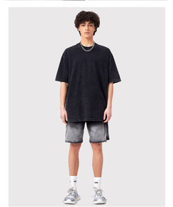 ผู้ผลิตขายส่งเสื้อยืดคอตตอนผู้ชายทรงโอเวอร์ไซส์ แขนสั้น ผ้าถักเนื้อนุ่ม สีพื้น สำหรับฤดูร้อน รับสั่งทำตามแบบ - Product Image 3