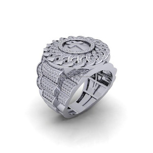 925 Sterling Silver Jumbo Hip Hop Style <b>Iced</b> Out Cluster <b>Ring</b> Rhodium Plated Wedding or Special Occasion Best Birthday Gift - Product Image 1