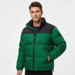 Chaqueta Acolchada para Hombre, Color Verde y Negro, con Cuello Alto y Cierre, Resistente al Viento, para Invierno, Informal, con Relleno Grueso de Poliéster - Product Image 6