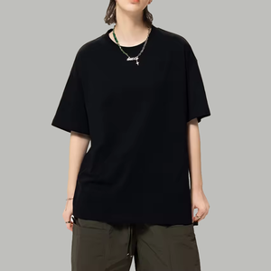 เสื้อยืดพิมพ์ลายตามสั่งสำหรับผู้ชาย ทรงหลวมไหล่ตก สไตล์สตรีทแวร์ สีพื้น ดีไซน์เรียบง่าย ทรงบ็อกซี่ - Product Image 5