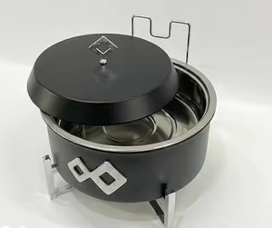 Réchaud de table à prix abordable avec base en bois et couvercle en dôme martelé, ensemble chauffe-plats pour la maison, l'hôtel, les mariages et le service sur table - Product Image 2