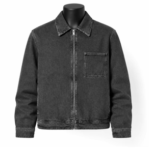 Veste zippée délavée pour homme, en jean vintage, style utilitaire, décontractée, streetwear, vêtement de travail, pour printemps, automne et hiver - Product Image 6