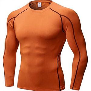 <b>Men's</b> Full Sleeve <b>Compression</b> <b>Shirt</b> Orange Spandex/Polyester Breathable Sublimation Printed Quick Dry Sport Top for Muscle - Product Image 1