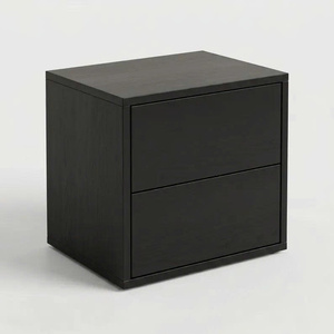 Mesa de Noche Moderna de Roble Macizo Ecológica y Ajustable con 2 Cajones, Mesita de Noche Minimalista de Madera, Mueble de Almacenamiento para Dormitorio - Product Image 4