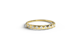 Anillo de Diamantes de Corte Princesa Ligero de Oro de 18K, Media Eternidad, Apilable, Anillo de Boda, Joyería Fina de Moda para Mujer - Product Image 1