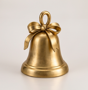 Élégante Cloche de Noël en Aluminium Doré, Sculpture de Table, Figurine en Métal Lourd, Décoration d'Intérieur Festive - Product Image 1