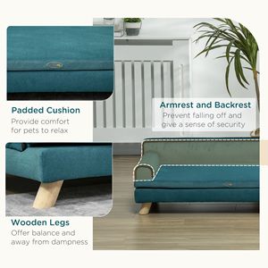Divano Sostenibile per Cani di Taglia Grande, Morbido Letto per Animali Domestici con Gambe in Legno e Rivestimento Lavabile, Comodo per Dormire, Colore Teal - Product Image 6