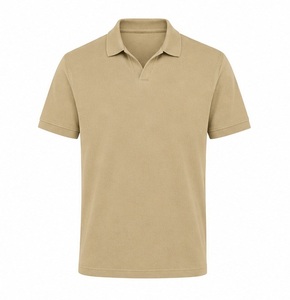 Custom Beige Solid <b>Waffle</b> Knit High Quality Men's Golf for <b>Shirt</b> Short Sleeve Casual Breathable Cotton Blend OEM ODM - Product Image 1