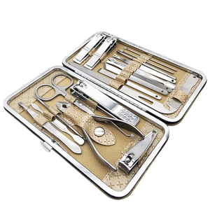 Golden Stainless Steel <b>Manicure</b> Pedicure <b>Kit</b> Includes Nail Cutters Clippers Scissors Straight Sharp Durable Comfortable Grip Eco - Product Image 4