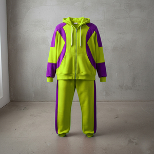 OEM Custom <b>Men's</b> Tracksuit Printed Custom Embroidered Logo 100% Cotton Fleece 2-Tone Oversized Baggy <b>Pullover</b> 2-Piece Set - Product Image 5