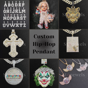 925 Sterling Silver 24kt plaqué or Riggo Name VVS Natural Moissanite Lab Grown Diamond Hip-Hop Fine Jewelry Pendentifs & Charms - Product Image 4