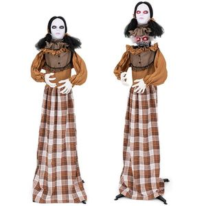 Bruja Animatrónica de Halloween de 1.65 m con Cabeza Abatible, Sonido/Activación por Botón, 4 Ojos Rojos Intermitentes y Sonidos de Gritos, Decoración de Halloween - Product Image 3