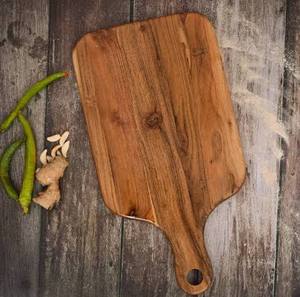 Tabla de Cortar de Madera Rectangular con Asa, Diseño de Grano Natural, Madera de Acacia, Bloque de Corte para Cocina, Ecológico - Product Image 5