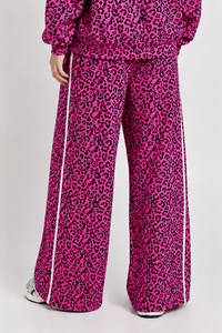 Jogging décontracté pour femme, imprimé léopard rose, coupe large, doux, avec rayures blanches, respirant, style streetwear, pour femmes - Product Image 2